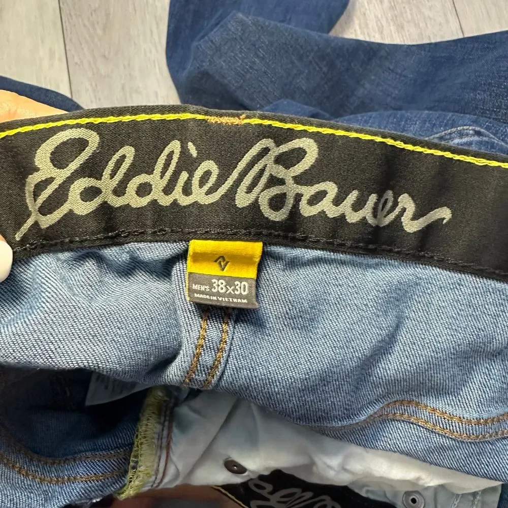 Eddie Bauer dark wash men's straight‎ leg cotton blend denim jeans size 38 x30